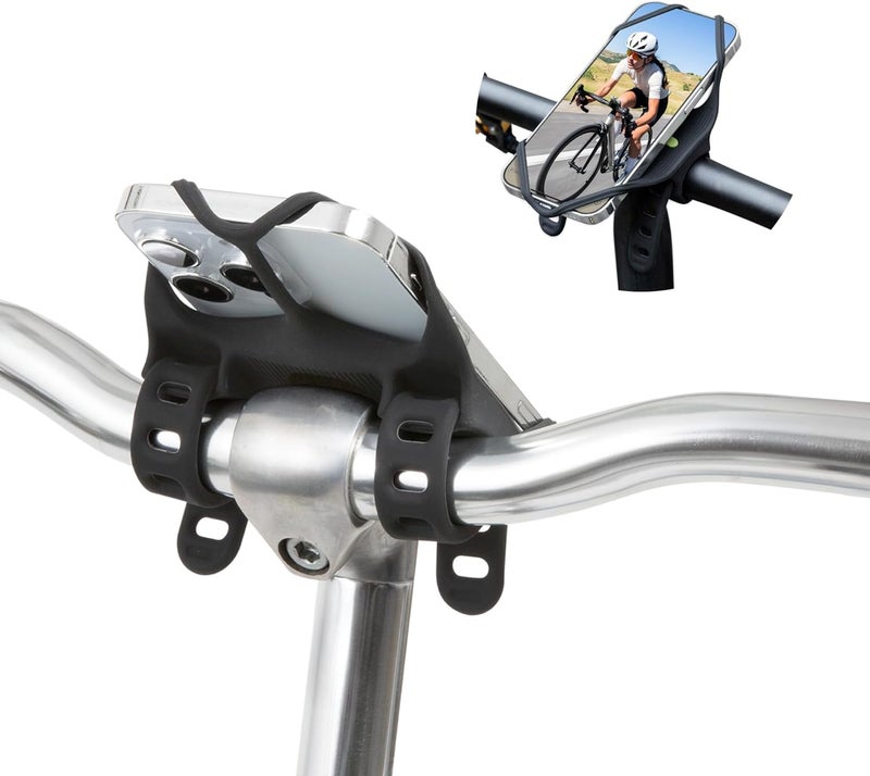 BONE COLLECTION Bone Bike Tie 4 Pro Max, Mountain Bike Phone Mount for Stem & T/U-Shaped Handlebars, Scratch-Free & Shock-Absorbing Silicone Dual-Strap, MTB Cycling Phone Holder for Most Smartphones - Image 1